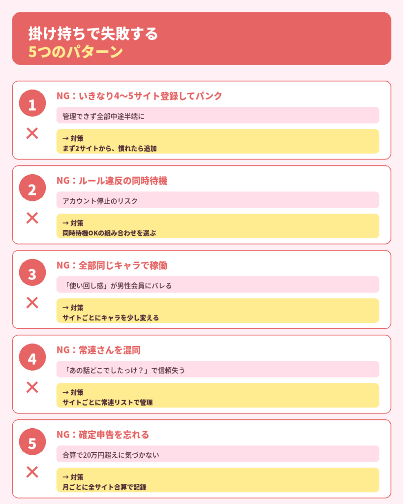 掛け持ちで失敗する5つのパターン