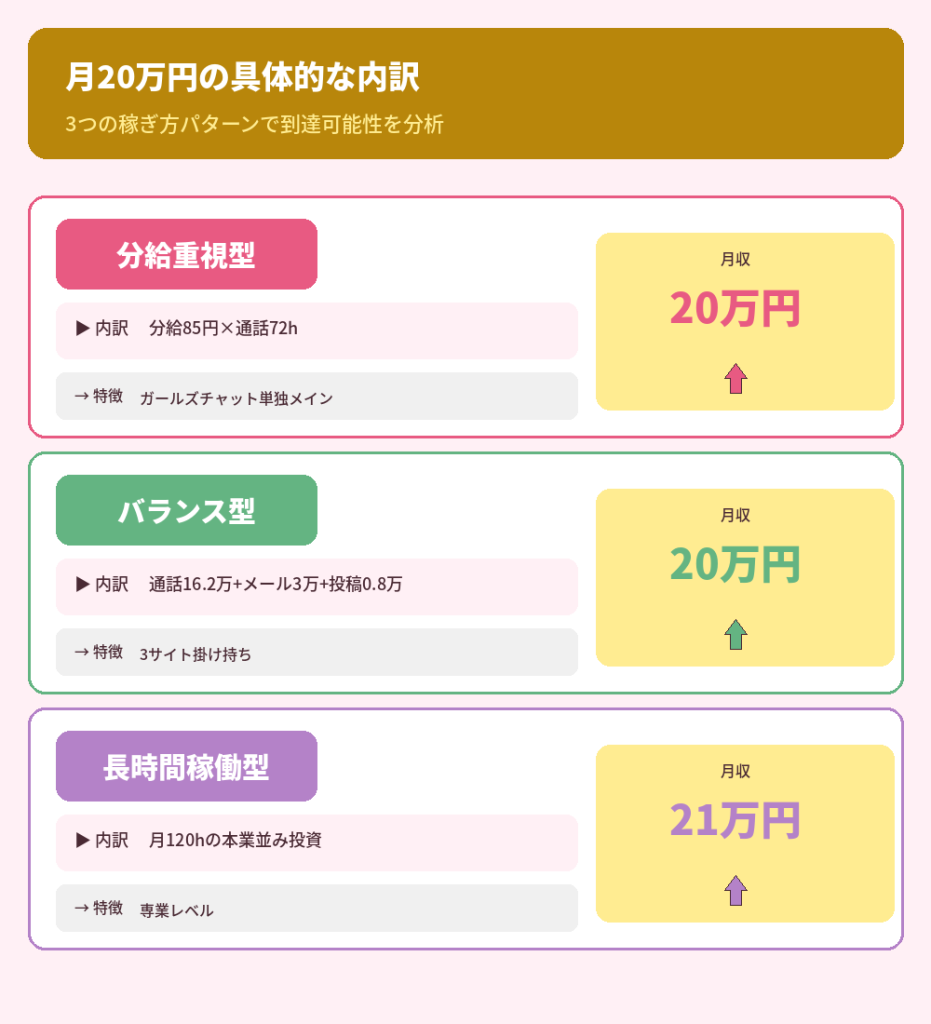 テレフォンレディで月20万円の具体的な内訳