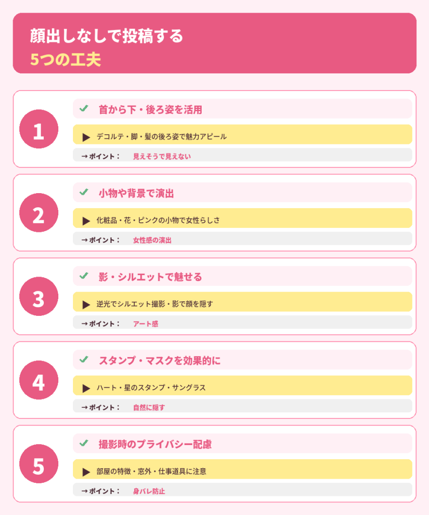顔出しなしで投稿する5つの工夫