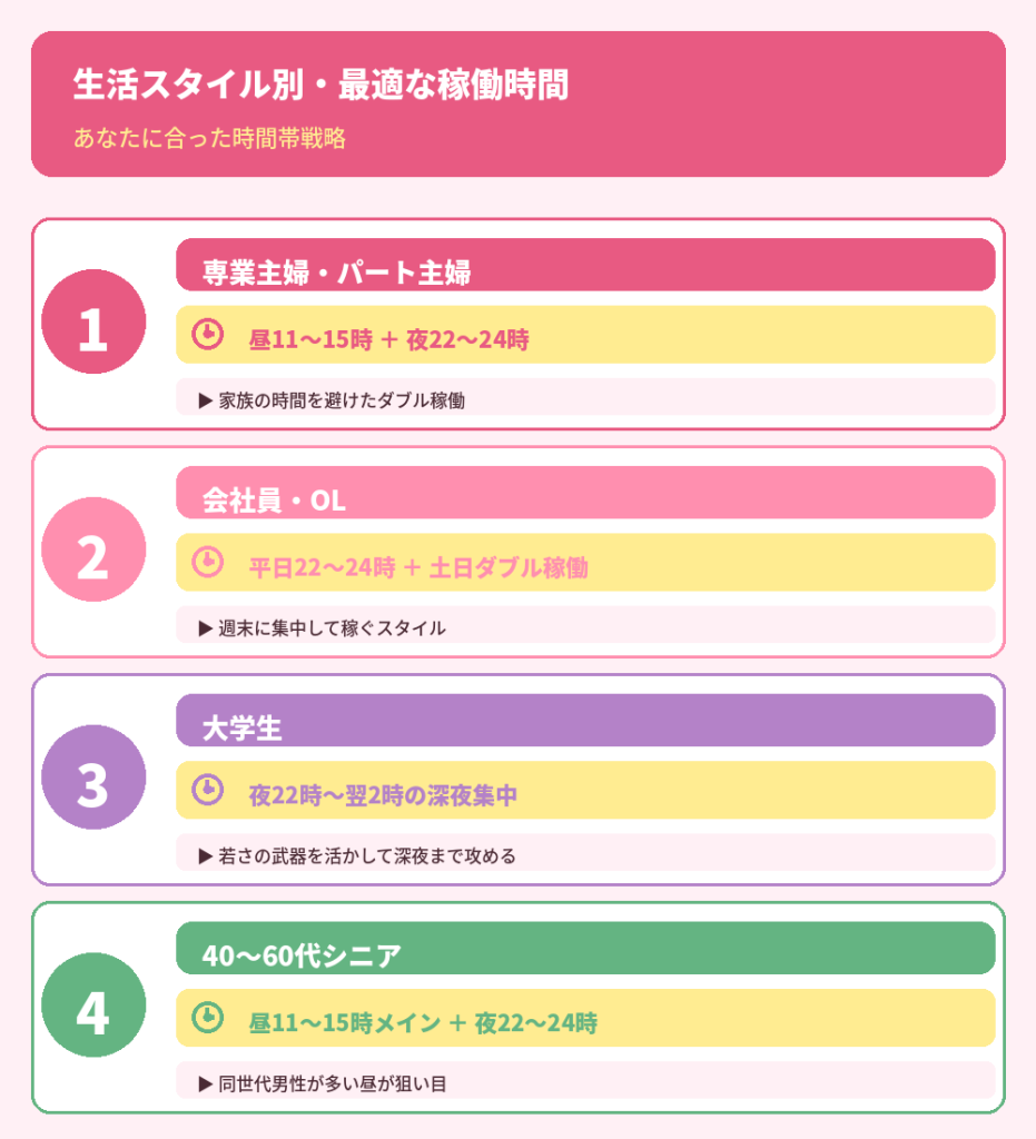 生活スタイル別の稼働時間